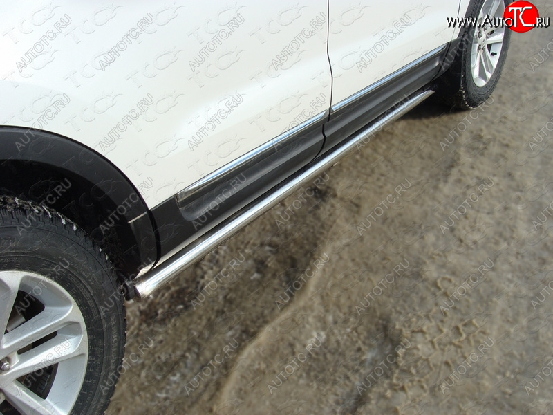 23 549 р. Защита порогов труба d60,3 мм ТСС Тюнинг Ford Explorer U502 дорестайлинг (2010-2016) (серые)  с доставкой в г. Пермь