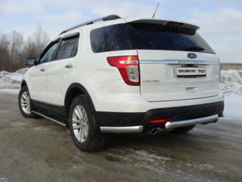 Защита задняя (центральная короткая, нержавейка 75*42 мм) ТСС Тюнинг Ford Explorer  U502 (2010-2016) дорестайлинг