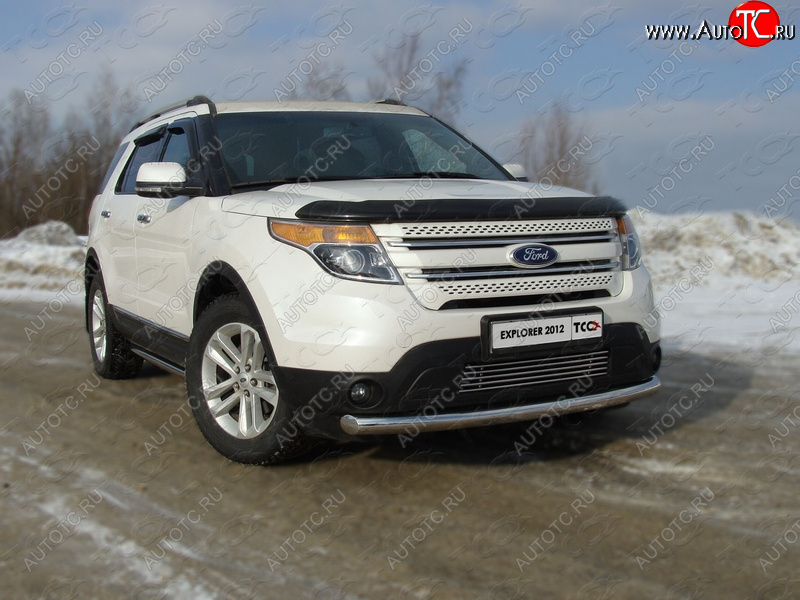 20 599 р. Защита переднего бампера нижняя 76,1 мм ТСС Тюнинг Ford Explorer U502 дорестайлинг (2010-2016) (нержавейка)  с доставкой в г. Пермь
