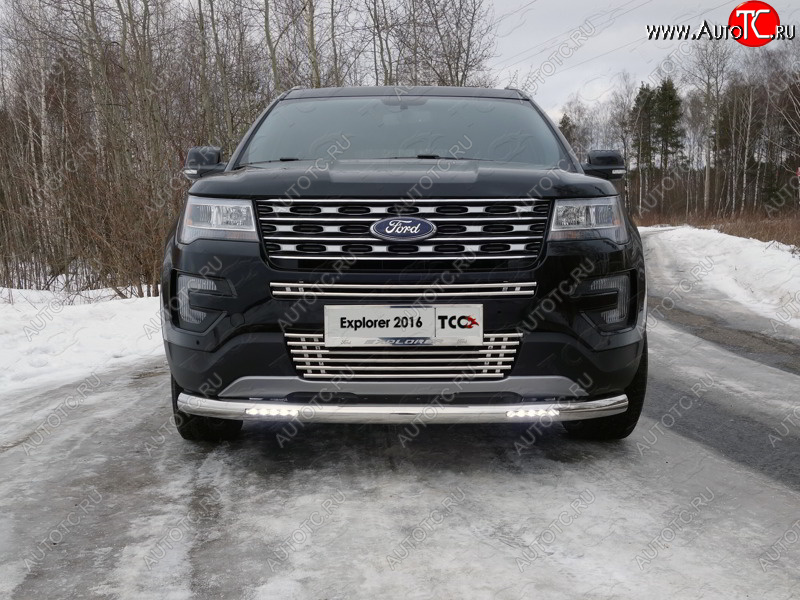 11 749 р. Нижняя декоративная вставка в бампер ТСС Тюнинг  Ford Explorer  U502 (2015-2018) 1-ый рестайлинг, 5 дв. (d 16 мм )  с доставкой в г. Пермь