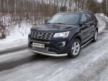 Защита передняя нижняя овальная длинная 75х42 мм ТСС Тюнинг Ford Explorer  U502 (2015-2018) 1-ый рестайлинг, 5 дв. (нержавейка)