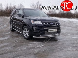 26 499 р. Защита передняя нижняя двойная 76,1*50,8 мм Тюнинг  Ford Explorer  U502 (2015-2018) 1-ый рестайлинг, 5 дв. (нержавейка)  с доставкой в г. Пермь
