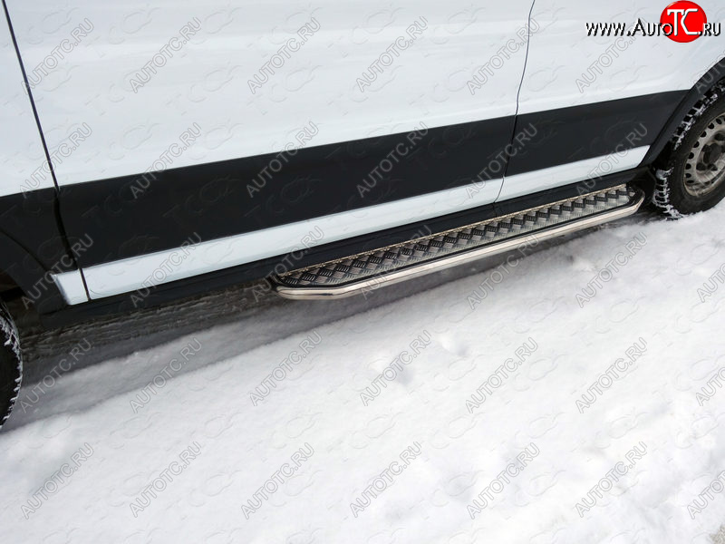 20 849 р. Правый порог с площадкой укороченный d 42,4 мм ТСС Тюнинг Ford Transit цельнометаллический фургон (2014-2022) (серые)  с доставкой в г. Пермь