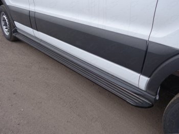 Порог правый алюминиевый Slim Line Black, ТСС Тюнинг Ford Transit Connect (2013-2018)