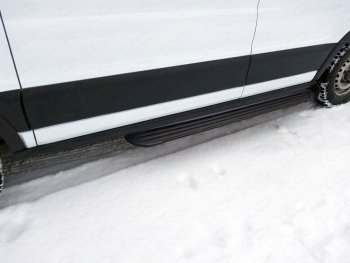 Порог правый алюминиевый Slim Line Black, ТСС Тюнинг Ford Transit Connect (2013-2018)