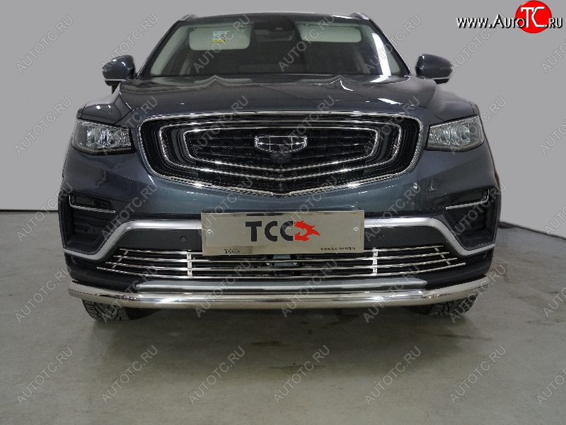 19 399 р. Защита переднего бампера нижняя d60,3 мм ТСС Тюнинг  Geely Atlas  NL3 (2016-2022) (нержавейка)  с доставкой в г. Пермь