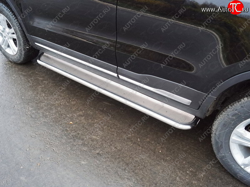 40 999 р. Пороги с площадкой (нержавейка, 42,4 мм) ТСС Тюнинг  Geely Atlas  NL3 - Atlas Pro  NL3 (лист нержавейка)  с доставкой в г. Пермь