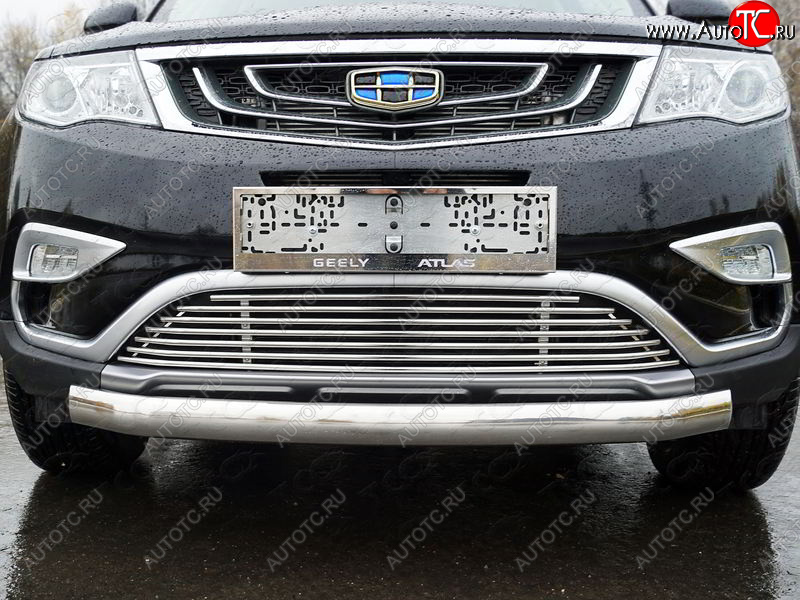 11 749 р. Нижняя декоративная вставка в бампер ТСС Тюнинг  Geely Atlas  NL3 (2016-2022) (d 12 мм)  с доставкой в г. Пермь