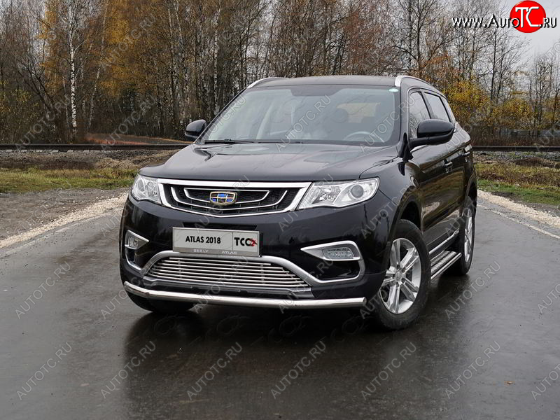 17 649 р. Защита переднего бампера нижняя d60,3 мм ТСС Тюнинг  Geely Atlas  NL3 (2016-2022) (нержавейка)  с доставкой в г. Пермь