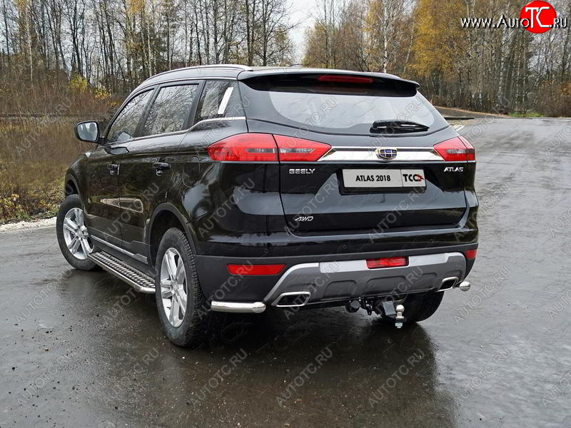 8 799 р. Защита заднего бампера (уголки, d60,3 мм) TCC  Geely Atlas  NL3 (2016-2022)  с доставкой в г. Пермь