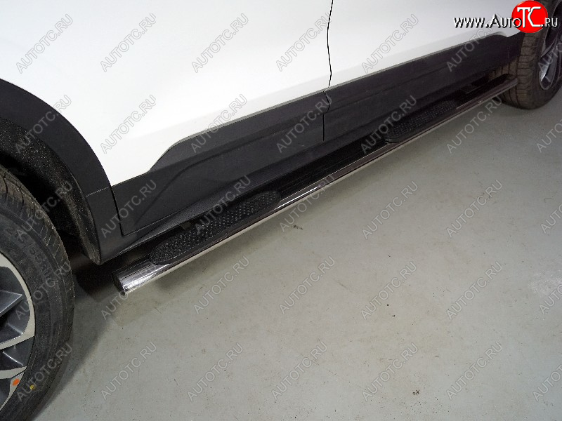 31 399 р. Пороги овальные с накладкой 75*42 мм ТСС Тюнинг  Geely Coolray  SX11 (2018-2023) дорестайлинг (серые)  с доставкой в г. Пермь
