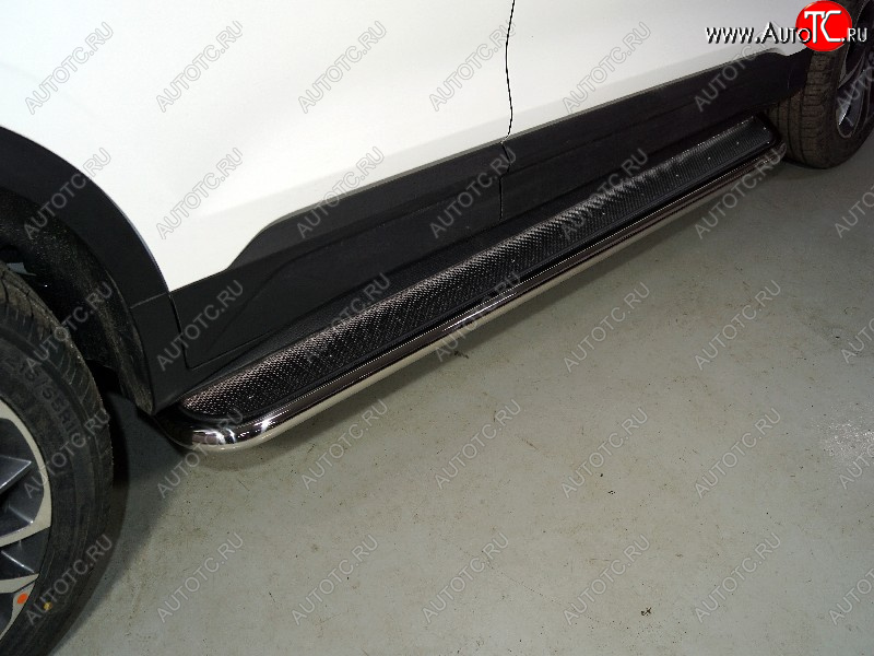 38 999 р. Пороги с площадкой 42,4 мм ТСС Тюнинг  Geely Coolray  SX11 (2018-2023) дорестайлинг (нержавейка)  с доставкой в г. Пермь