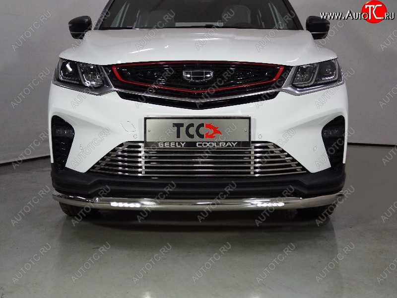 32 999 р. Защита переднего бампера нижняя с ДХО 60,3 мм ТСС Тюнинг Geely Coolray SX11 дорестайлинг (2018-2023) (нержавейка)  с доставкой в г. Пермь