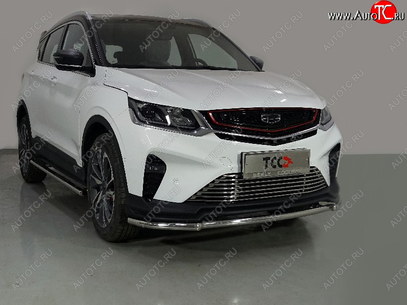17 099 р. Защита переднего бампера нижняя 42,4 мм ТСС Тюнинг  Geely Coolray  SX11 (2018-2023) дорестайлинг (нержавейка)  с доставкой в г. Пермь