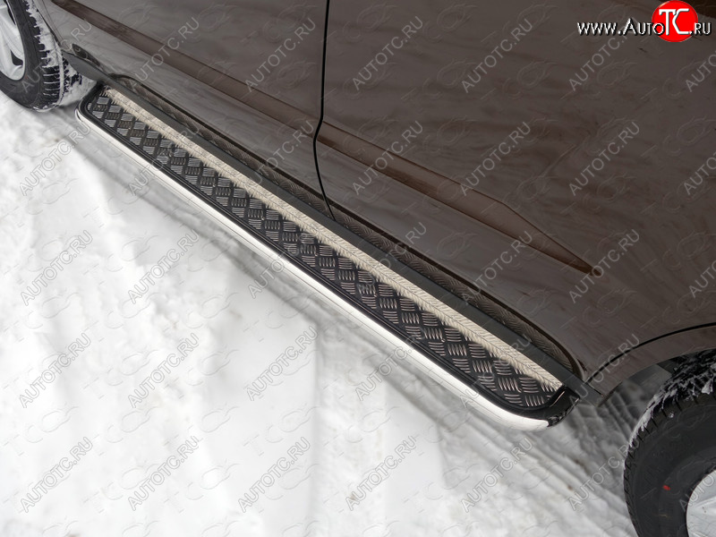 27 849 р. Пороги с площадкой 42,4 мм ТСС Тюнинг Geely Emgrand X7 дорестайлинг (2011-2015) (серые)  с доставкой в г. Пермь