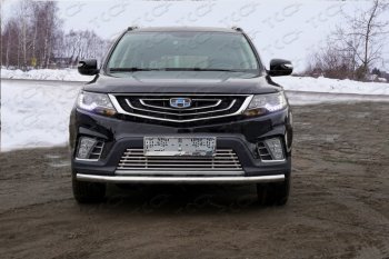 Защита переднего бампера нижняя d60,3 мм ТСС Тюнинг Geely Emgrand X7 2-ой рестайлинг (2019-2021) (нержавейка)