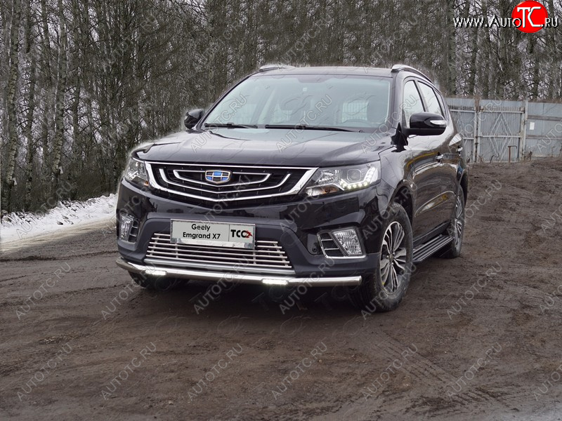 27 999 р. Защита переднего бампера нижняя с ДХО 60,3 мм ТСС Тюнинг Geely Emgrand X7 2-ой рестайлинг (2019-2021) (нержавейка)  с доставкой в г. Пермь