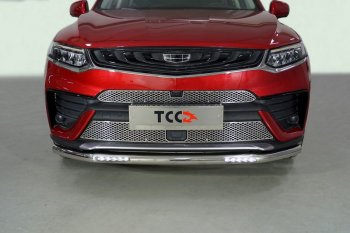 Защита переднего бампера нижняя с ДХО 60,3 мм ТСС Тюнинг Geely Tugella FY11,HPBA4 дорестайлинг (2019-2023) (нержавейка)