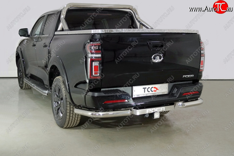 25 399 р. Защита задняя (уголки, нержавейка 76,1 мм) ТСС Тюнинг  Great Wall Poer (2021-2025)  с доставкой в г. Пермь