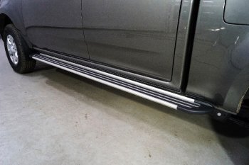Пороги алюминиевые Slim Line ТСС Тюнинг Great Wall Wingle 7 (2018-2023) пикап (Silver)