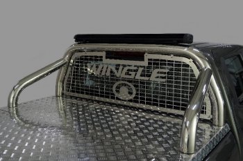 Защита кузова и заднего стекла (для крышки) со светодиодной фарой d 76,1 мм ТСС Тюнинг Great Wall Wingle 7 (2018-2023) пикап (нержавейка)