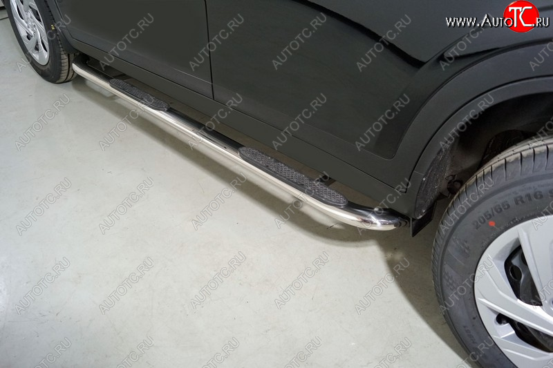 34 749 р. Пороги овальные гнутые с накладкой 75х42 мм ТСС Тюнинг  Haval Dargo (2022-2025) (серые)  с доставкой в г. Пермь