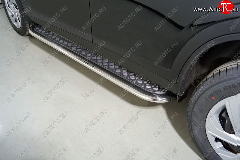 38 649 р. Пороги с площадкой 75х42 мм ТСС Тюнинг  Haval Dargo (2022-2025) (серые)  с доставкой в г. Пермь
