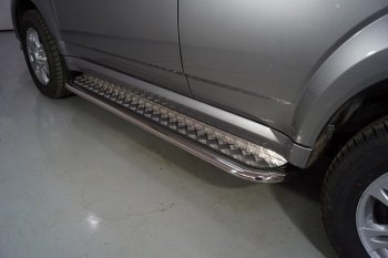 Пороги с площадкой 75х42 мм ТСС Тюнинг Haval H5 (2020-2023) рестайлинг (серые)