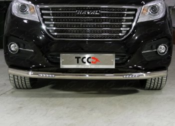 Защита переднего бампера нижняя с ДХО 76,1 мм ТСС Тюнинг Haval H9 (2017-2019) 1-ый рестайлинг (нержавейка)