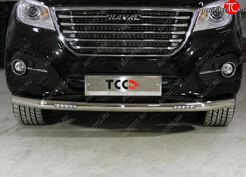 35 999 р. Защита переднего бампера нижняя с ДХО 76,1 мм ТСС Тюнинг Haval H9 1-ый рестайлинг (2017-2019) (нержавейка)  с доставкой в г. Пермь
