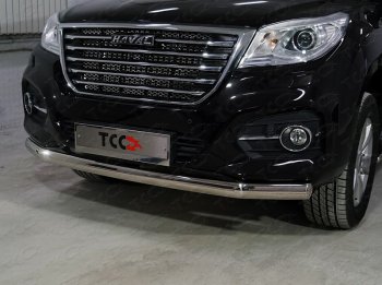 Защита переднего бампера нижняя овальная 75х42 мм ТСС Тюнинг Haval H9 (2017-2019) 1-ый рестайлинг (нержавейка)