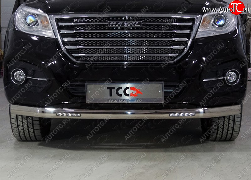 39 999 р. Защита передняя нижняя овальная с ДХО 75х42 мм ТСС Тюнинг Haval H9 1-ый рестайлинг (2017-2019) (нержавейка)  с доставкой в г. Пермь
