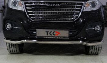 Защита переднего бампера волна d60,3 мм ТСС Тюнинг Haval H9 1-ый рестайлинг (2017-2019) (нержавейка)