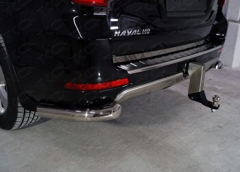 Защита задняя (уголки, нержавейка 76,1 мм) ТСС Тюнинг Haval H9 (2017-2019) 1-ый рестайлинг