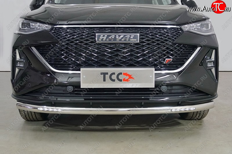 27 999 р. Защита переднего бампера нижняя с ДХО 60,3 мм ТСС Тюнинг  Haval F7x (2022-2024) рестайлинг (нержавейка)  с доставкой в г. Пермь