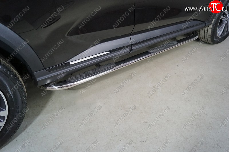 34 749 р. Пороги овальные гнутые с накладкой 75х42 мм  Haval F7x (2022-2024) рестайлинг (серые)  с доставкой в г. Пермь