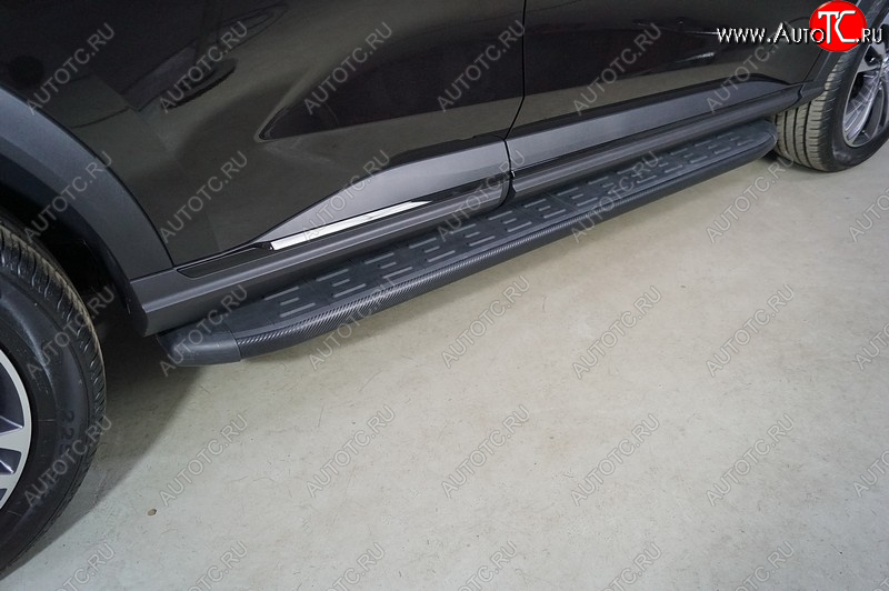 21 999 р. Пороги алюминиевые с пластиковой накладкой ТСС Тюнинг  Haval F7x (2022-2024) рестайлинг (карбон черные)  с доставкой в г. Пермь