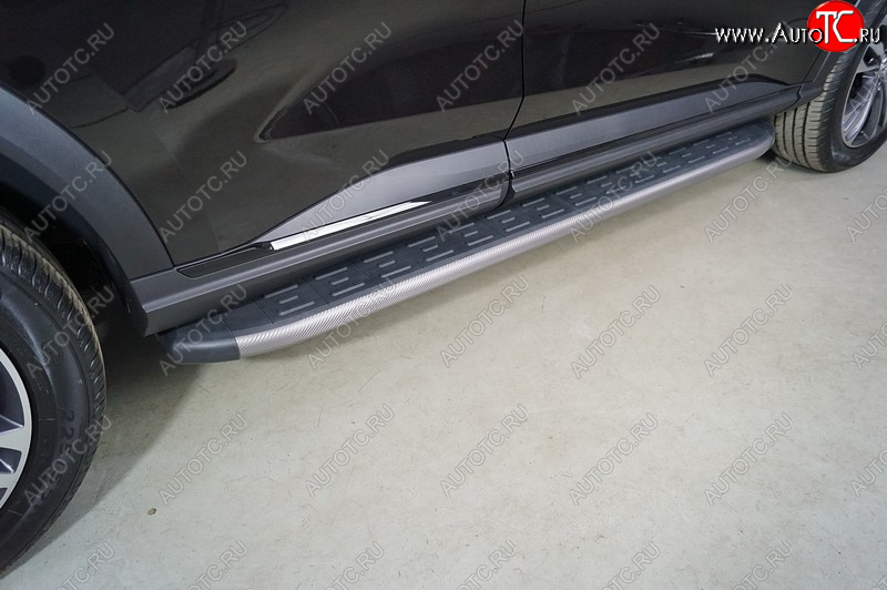 21 999 р. Пороги алюминиевые с пластиковой накладкой ТСС Тюнинг  Haval F7 (2022-2024) рестайлинг (карбон серые)  с доставкой в г. Пермь