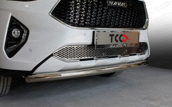 Защита передняя нижняя короткая 60,3 мм ТСС Тюнинг Haval F7  дорестайлинг (2018-2022) (нержавейка)