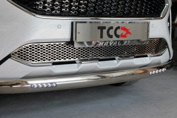 Защита переднего бампера нижняя овальная с ДХО 75х42 мм ТСС Тюнинг Haval F7  дорестайлинг (2018-2022) (нержавейка)