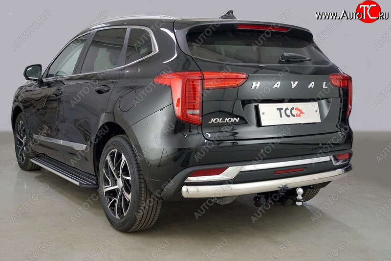 20 599 р. Защита заднего бампера (1.5 2WD, овальная, d75х42 мм) TCC Haval Jolion дорестайлинг (2020-2024)  с доставкой в г. Пермь