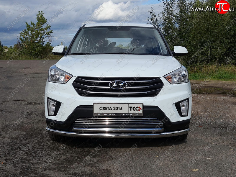 4 999 р. Декоративная вставка в бампер ТСС Тюнинг  Hyundai Creta  GS (2015-2021) дорестайлинг, рестайлинг (d 12 мм)  с доставкой в г. Пермь