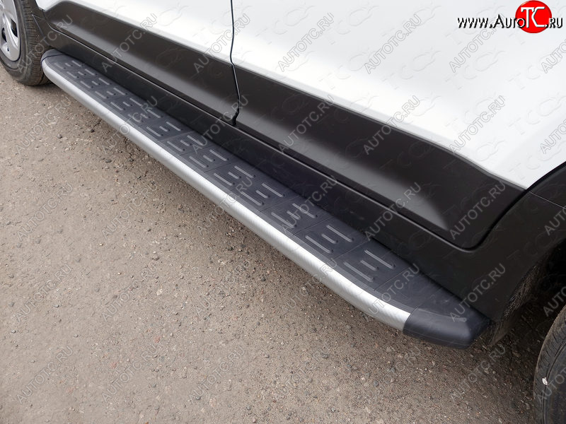 21 999 р. Пороги алюминиевые с пластиковой накладкой, ТСС Тюнинг  Hyundai Creta  GS (2015-2021) дорестайлинг, рестайлинг (карбон серебро)  с доставкой в г. Пермь