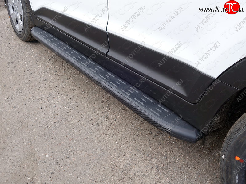21 999 р. Пороги алюминиевые с пластиковой накладкой, ТСС Тюнинг  Hyundai Creta  GS (2015-2021) дорестайлинг, рестайлинг (карбон черные)  с доставкой в г. Пермь