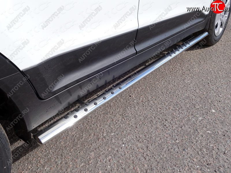 31 399 р. Пороги овальные с проступью 75х42 мм ТСС Тюнинг Hyundai Creta GS дорестайлинг (2015-2019) (серые)  с доставкой в г. Пермь