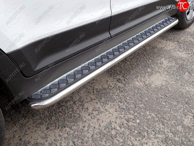 27 849 р. Пороги с площадкой 42,4 мм ТСС Тюнинг Hyundai Creta GS дорестайлинг (2015-2019) (серые)  с доставкой в г. Пермь