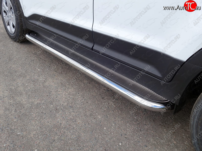 41 749 р. Пороги с площадкой 60,3 мм ТСС Тюнинг  Hyundai Creta  GS (2015-2021) дорестайлинг, рестайлинг (нержавейка)  с доставкой в г. Пермь
