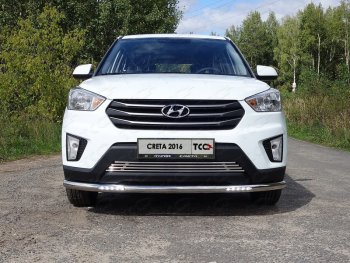 Защита переднего бампера нижняя с ДХО 60,3 мм ТСС Тюнинг Hyundai Creta GS дорестайлинг (2015-2019) (нержавейка)