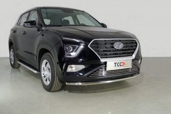 Защита переднего бампера нижняя d42,4 мм ТСС Тюнинг Hyundai Creta  SU (2020-2022) (нержавейка)