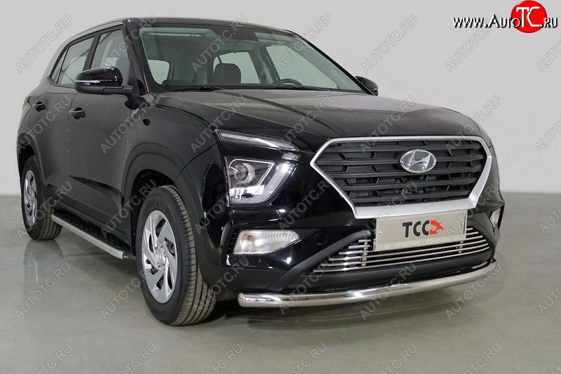 20 749 р. Защита переднего бампера нижняя d60,3 мм ТСС Тюнинг  Hyundai Creta  SU (2020-2022) (нержавейка)  с доставкой в г. Пермь